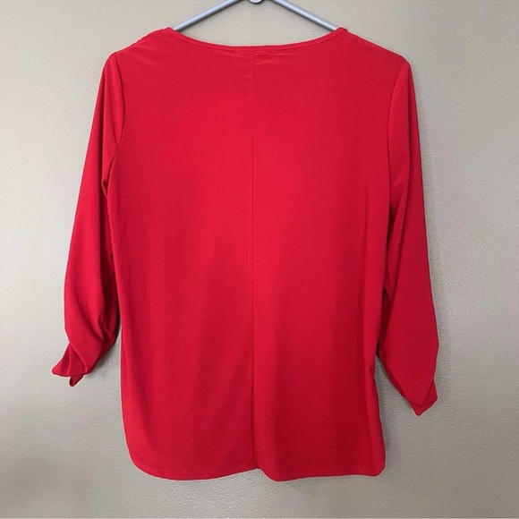 New! Notations Red Velvet Blouse – Petite Medium Perfect for Holidays & Parties - Picture 3 of 3